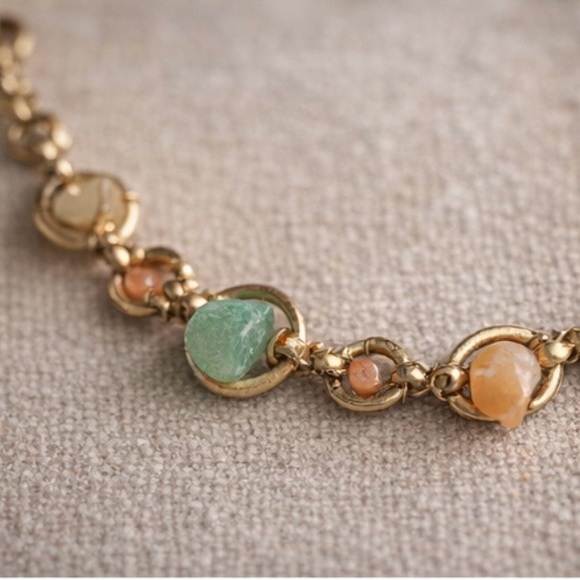 Earthy Gemstone Station Necklace ✨ Boho Artisan Natural Stone Look - Picture 4 of 6